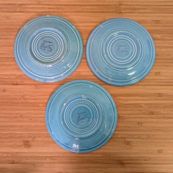 Vintage Fiestaware Turquoise Saucers – Set of 3 - Picture 2 of 2